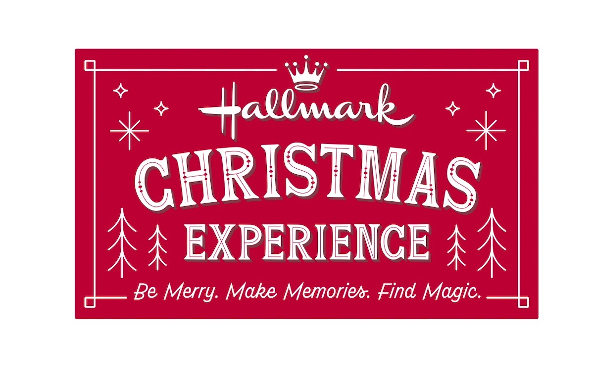 Red and white logo for the Hallmark Christmas movie experience