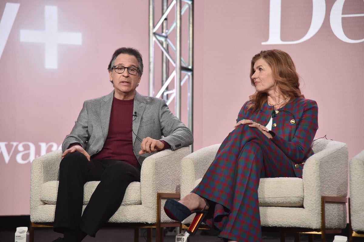 Jason Katims and Connie Britton attend an Apple TV+ press tour for Dear Edward