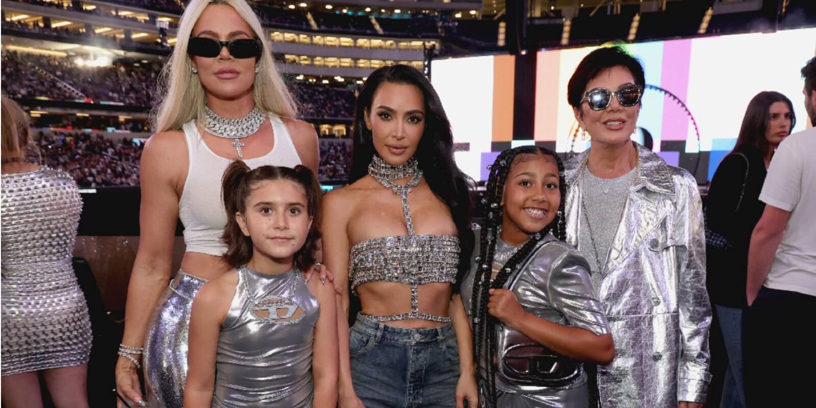 Khloe Kardashian, Kim Kardashian, Kris Jenner, Penelope Disick and North West at Beyonce's Reniassance Tour.