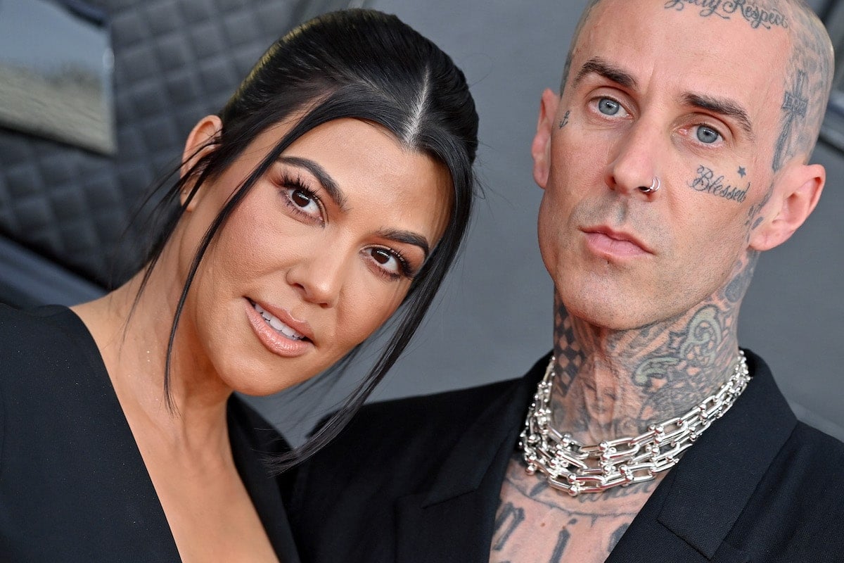 Kourtney Kardashian and Travis Barker at the 2022 Grammys just hours before their Las Vegas wedding.