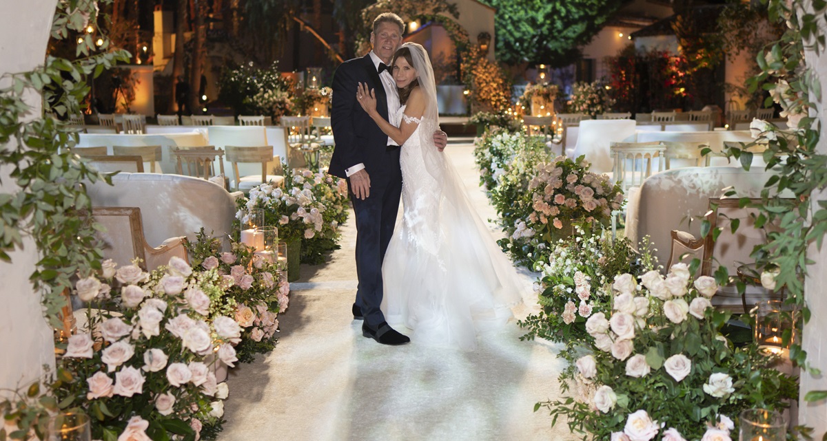 Gerry Turner and Theresa Nist pose together during their televized wedding. Their 'The Golden Bachelor' romance is ending in divorce.