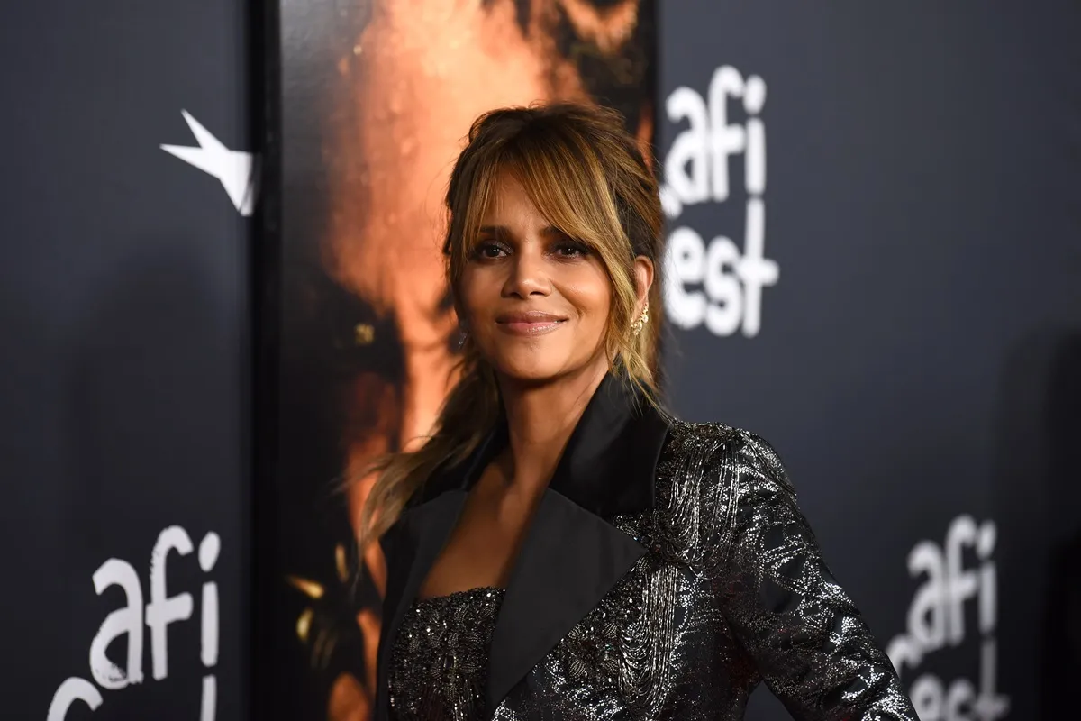 Halle Berry at a screening of 'Bruised' in a silver outfit.