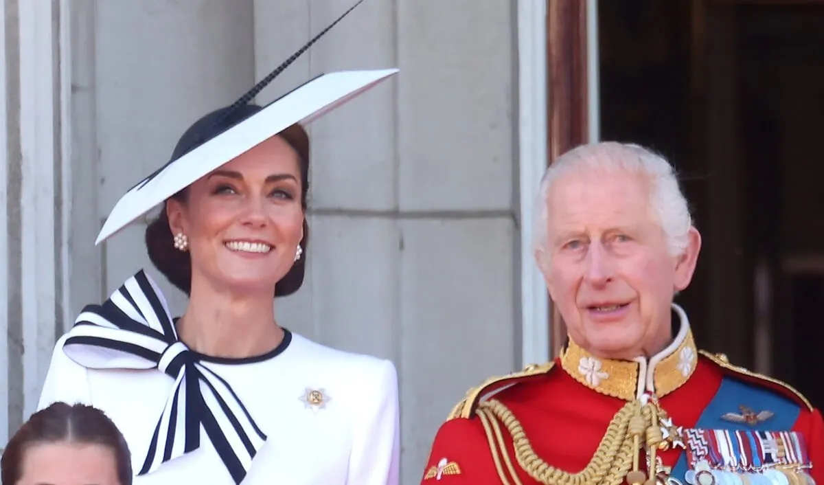 Kate Middleton and King Charles III on the balcony during 2024 Trooping the Colour at Buckingham Palace