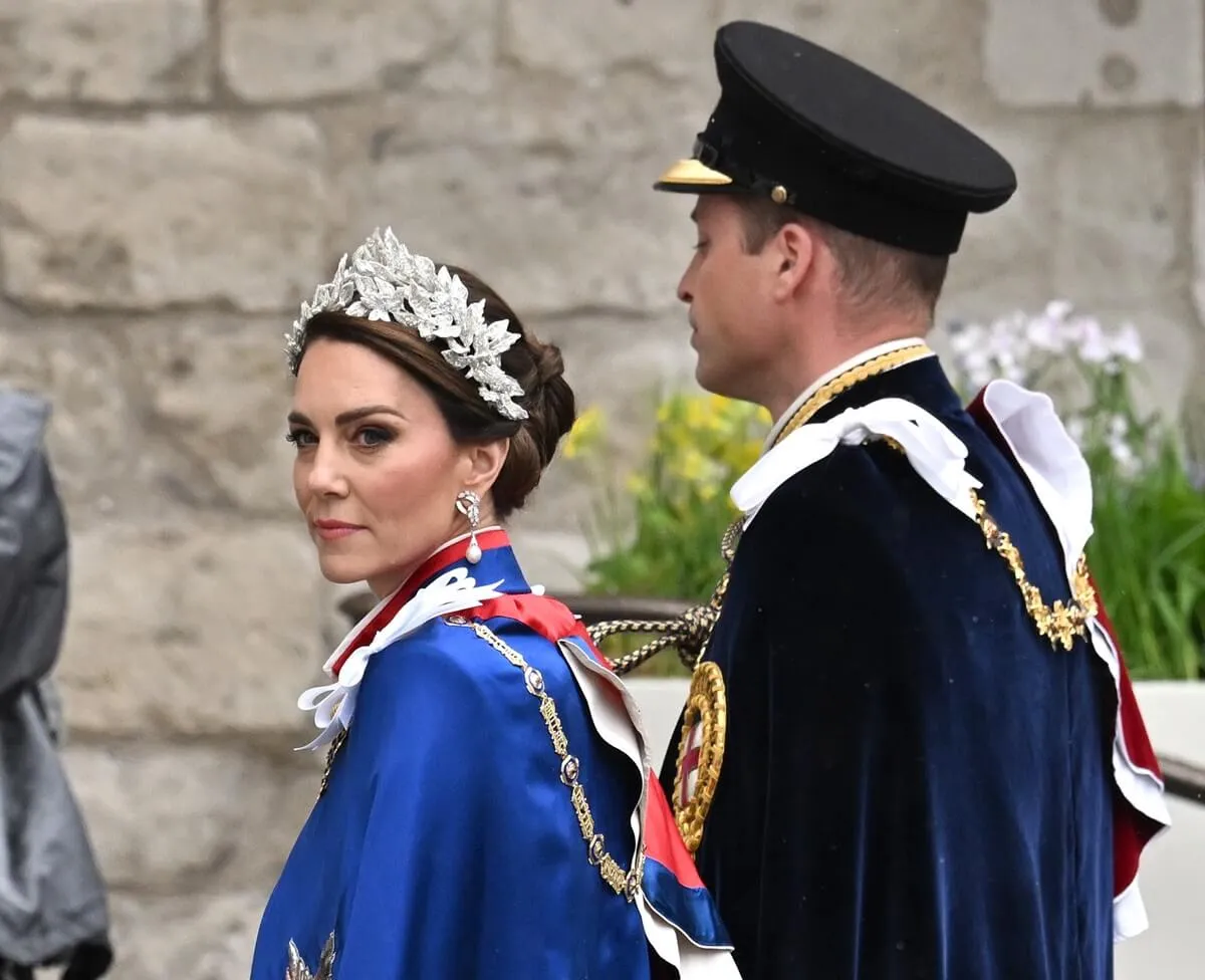 Kate Middleton with Prince William arriving at the Coronation of King Charles III and Queen Camilla