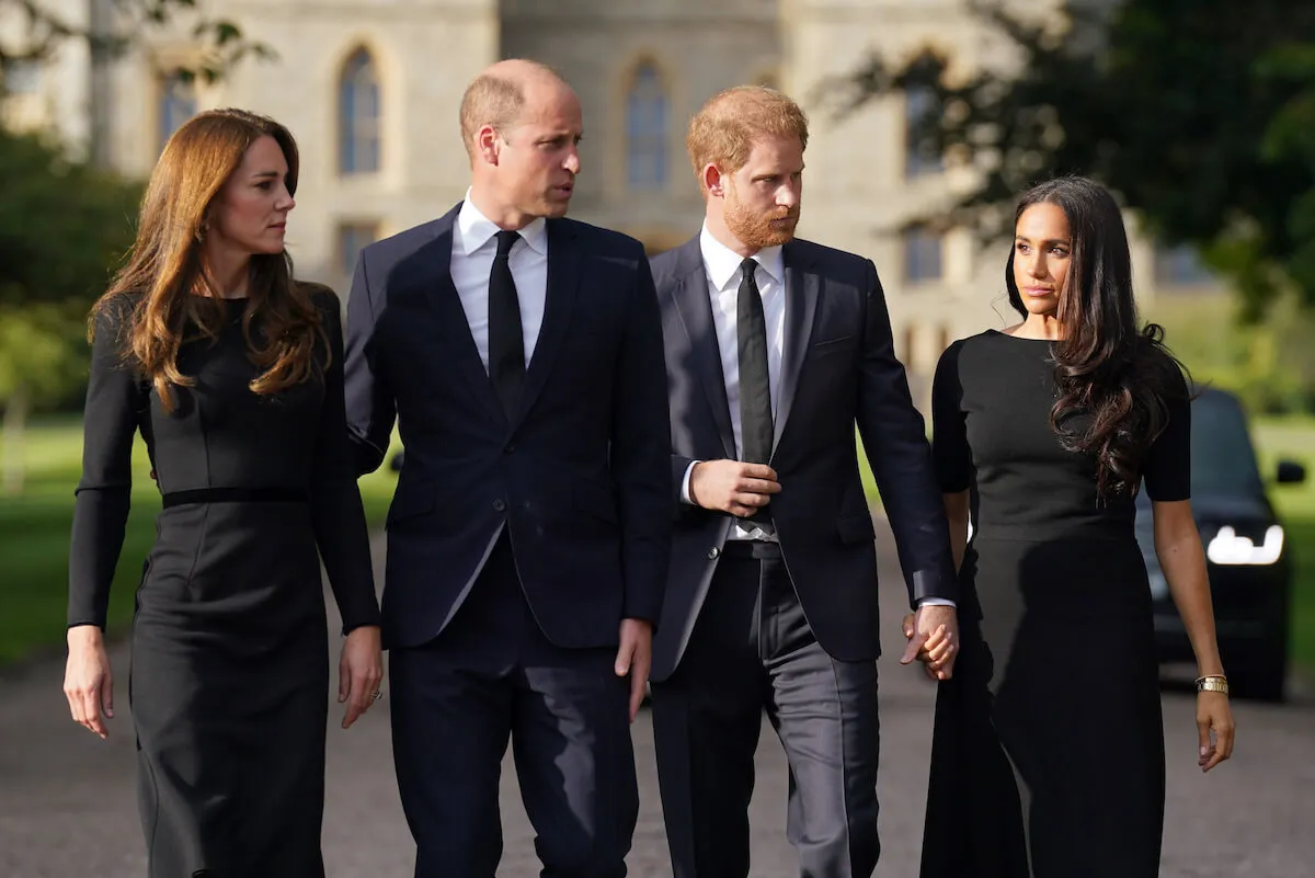 Prince Harry and Meghan Markle, who try not to 'overlap' schedules with Prince William, with Prince William and Kate Middleton, walk together